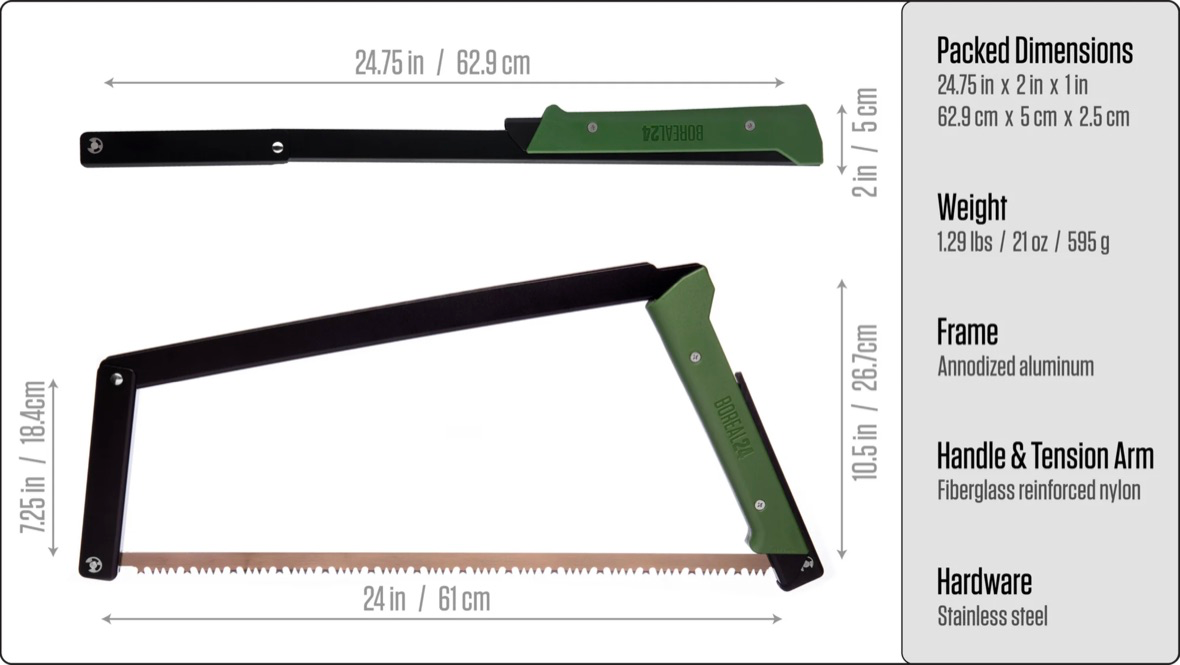 BOREAL 24 - foldbar bøjlesav/bucksaw fra Agawa