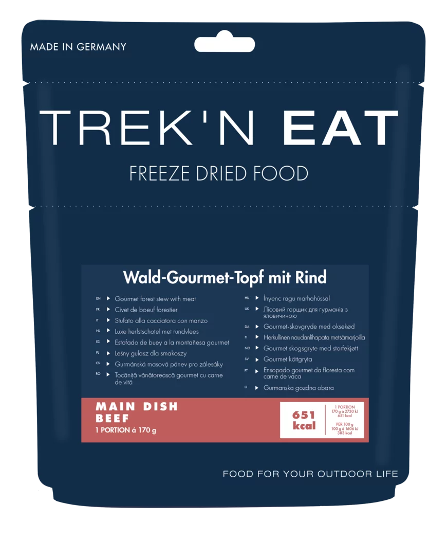 trek n Eat gourmet skovgrye med oksekød frysetørret mad 
