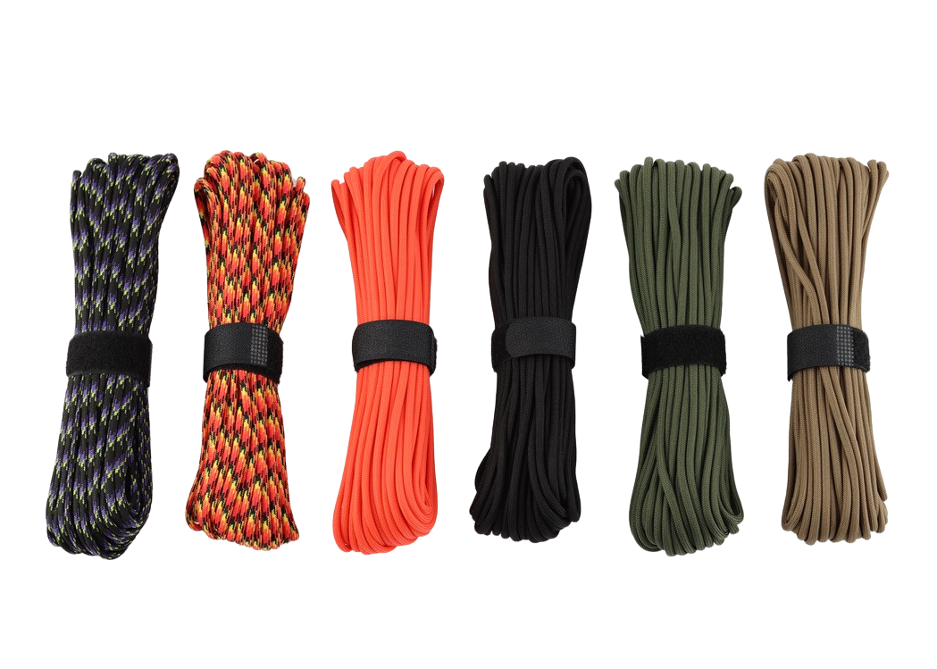 Paracord 550 / Type III - Multi color Rød, Sort, Gul, Orange - 15,24 meter